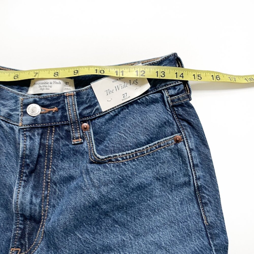 Abercrombie High Rise Wide Leg Jeans Medium Dark Size 27 NEW NWT - Picture 7 of 10